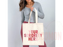 Custom Sorority Tote Bag Gift Rush Initiation Bid Day Big Little Gift Custom Name Sorority Gift College Tote Bag Personalized Gift For Her