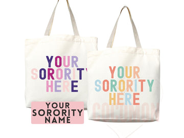 Custom Sorority Tote Bag Gift Rush Initiation Bid Day Big Little Gift Custom Name Sorority Gift College Tote Bag Personalized Gift For Her