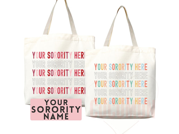 Custom Sorority Tote Bag Gift Rush Initiation Bid Day Big Little Gift Custom Name Sorority Gift College Tote Bag Personalized Gift For Her
