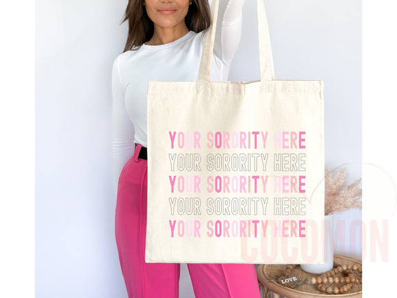 Custom Sorority Tote Bag Gift Rush Initiation Bid Day Big Little Gift Custom Name Sorority Gift College Tote Bag Personalized Gift For Her