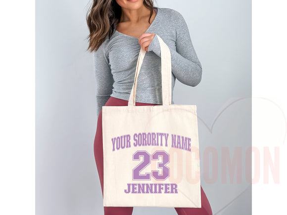 Custom Sorority Tote Bag Gift Rush Initiation Bid Day Big Little Gift Custom Name Sorority Gift College Tote Bag Personalized Gift For Her