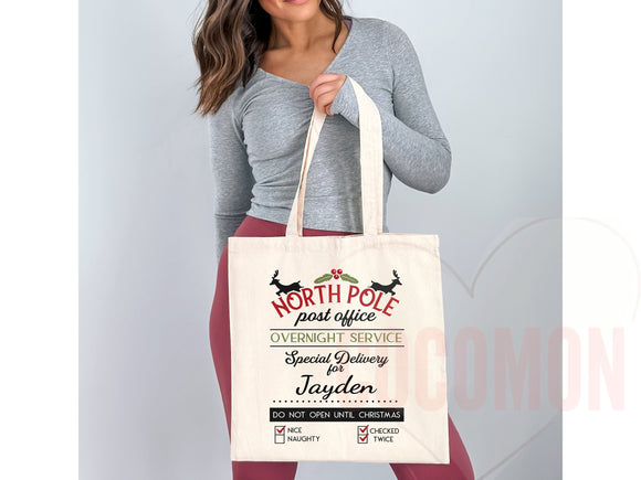 Custom Christmas Bag Tote Christmas Eve Gift Custom Stocking Sack Santa Sack Santa Delivery Sack Christmas gift bag for kids Santa Claus bag