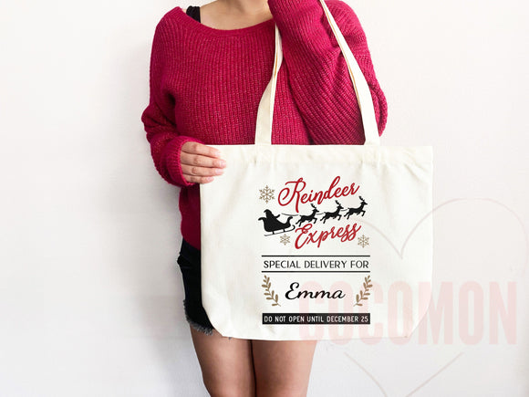 Custom Christmas Bag Tote Christmas Eve Gift Custom Stocking Sack Santa Sack Santa Delivery Sack Christmas gift bag for kids Santa Claus bag