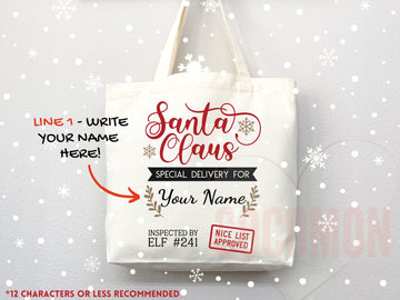 Custom Christmas Bag Tote Christmas Eve Gift Custom Stocking Sack Santa Sack Santa Delivery Sack Christmas gift bag for kids Santa Claus bag