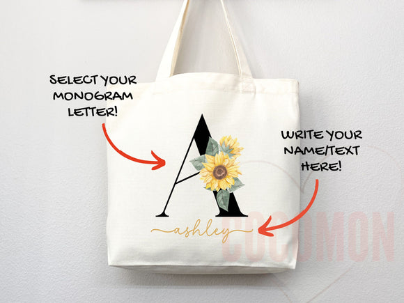 Custom Monogram Name Tote Bag Personalized Tote Bag Bridesmaid Gifts Bridal Party Custom Tote Bach Party Gift Customized Name Gift For Her