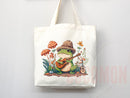 Mushroom Tote Bag Frog Mushroom Bag Cute Tote Bag Everyday Bag Shoulder Bag Canvas Tote Shopper Cottagecore Tote Bag Aesthetic Bag Frog Gift