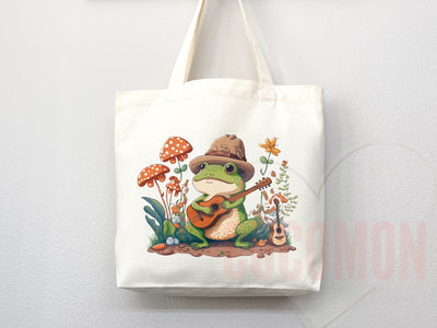 Mushroom Tote Bag Frog Mushroom Bag Cute Tote Bag Everyday Bag Shoulder Bag Canvas Tote Shopper Cottagecore Tote Bag Aesthetic Bag Frog Gift