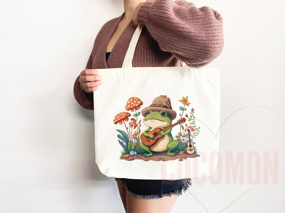 Mushroom Tote Bag Frog Mushroom Bag Cute Tote Bag Everyday Bag Shoulder Bag Canvas Tote Shopper Cottagecore Tote Bag Aesthetic Bag Frog Gift