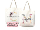 Custom Monogram Name Tote Bag Personalized Tote Bag Bridesmaid Gifts Bridal Party Custom Tote Bach Party Gift Customized Name Gift For Her