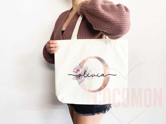 Custom Monogram Name Tote Bag Personalized Tote Bag Bridesmaid Gifts Bridal Party Custom Tote Bach Party Gift Customized Name Gift For Her