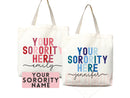 Custom Sorority Tote Bag Gift Rush Initiation Bid Day Big Little Gift Custom Name Sorority Gift College Tote Bag Personalized Gift For Her
