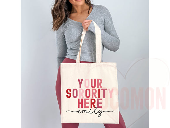 Custom Sorority Tote Bag Gift Rush Initiation Bid Day Big Little Gift Custom Name Sorority Gift College Tote Bag Personalized Gift For Her