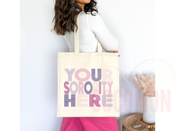 Custom Sorority Tote Bag Gift Rush Initiation Bid Day Big Little Gift Custom Name Sorority Gift College Tote Bag Personalized Gift For Her