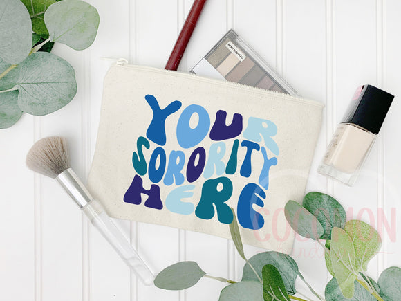 Custom Sorority Cosmetic Bag Makeup Pouch Gift Rush Initiation Bid Day Big Little Gift Custom Name Sorority Gift College Pouch Gift For Her