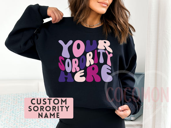Custom Sorority Sweatshirt Gift Rush Initiation Bid Day Big Little Sweatshirt Sweater Gift Custom Name Sorority Gift College Custom Sweater