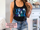Custom Sorority Tank Top Gift Rush Initiation Bid Day Big Little Tank Top Shirt Gift Custom Name Sorority Gift College Tanktop Shirt Women
