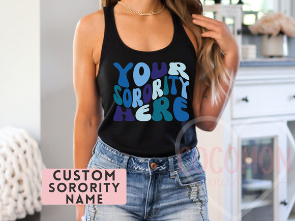 Custom Sorority Tank Top Gift Rush Initiation Bid Day Big Little Tank Top Shirt Gift Custom Name Sorority Gift College Tanktop Shirt Women