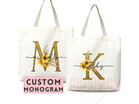 Monogram Name Tote Bag — Personalized Gift (009)