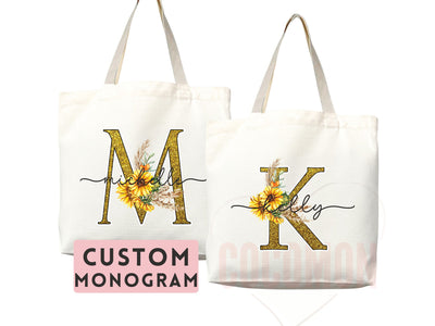 Custom Monogram Name Tote Bag Personalized Tote Bag Bridesmaid Gifts Bridal Party Custom Tote Bach Party Gift Customized Name Gift For Her