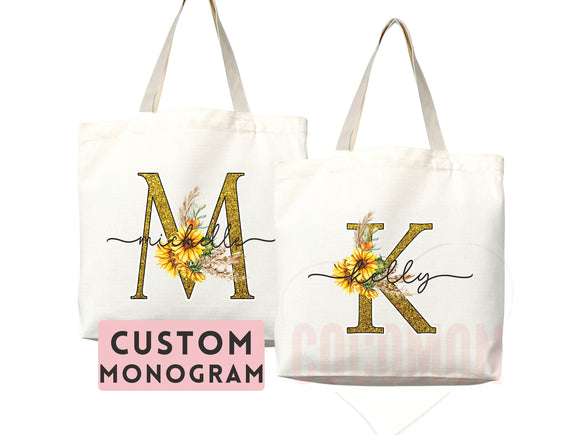 Custom Monogram Name Tote Bag Personalized Tote Bag Bridesmaid Gifts Bridal Party Custom Tote Bach Party Gift Customized Name Gift For Her