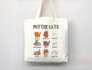 Potter Cat Tote Bag Funny Cat Lover Gift Bag Cute Cat Gift For Mom Cute Canvas Tote Bag Animal Lover Gift Aesthetic Tote Shopper School Tote