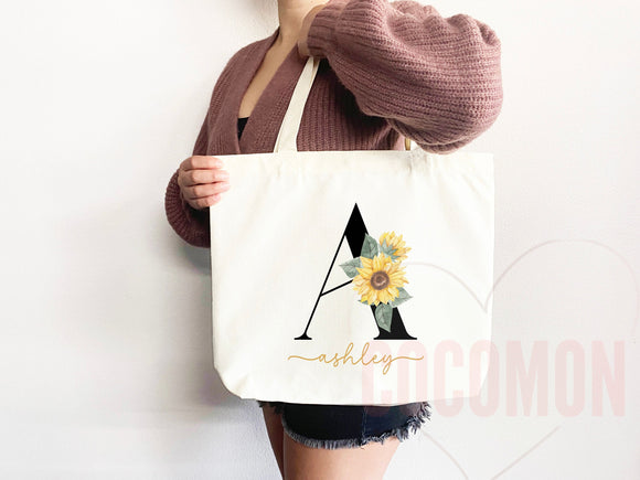 Custom Monogram Name Tote Bag Personalized Tote Bag Bridesmaid Gifts Bridal Party Custom Tote Bach Party Gift Customized Name Gift For Her
