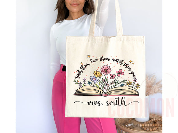 Teacher Appreciation Gift Tote Bag Canvas Custom Teacher Gift Personalized School Bag Gifted Teacher Tote Reusable Bag School Campus Bag