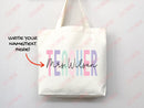 Teacher Appreciation Gift Tote Bag Canvas Custom Teacher Gift Personalized School Bag Gifted Teacher Tote Reusable Bag School Campus Bag