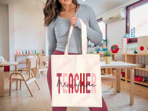 Teacher Appreciation Gift Tote Bag Canvas Custom Teacher Gift Personalized School Bag Gifted Teacher Tote Reusable Bag School Campus Bag