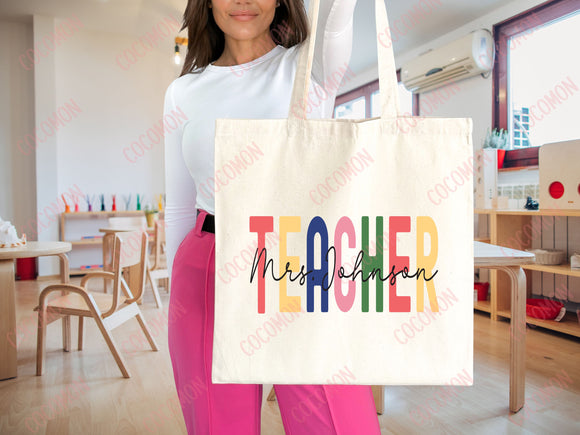 Teacher Appreciation Gift Tote Bag Canvas Custom Teacher Gift Personalized School Bag Gifted Teacher Tote Reusable Bag School Campus Bag