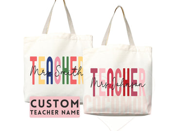 Teacher Appreciation Gift Tote Bag Canvas Custom Teacher Gift Personalized School Bag Gifted Teacher Tote Reusable Bag School Campus Bag