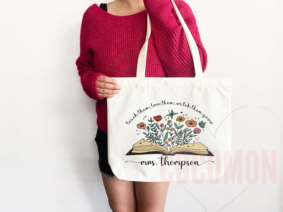 Teacher Appreciation Gift Tote Bag Canvas Custom Teacher Gift Personalized School Bag Gifted Teacher Tote Reusable Bag School Campus Bag