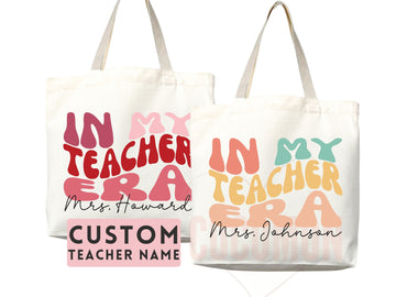 Teacher Appreciation Gift Tote Bag Canvas Custom Teacher Gift Personalized School Bag Gifted Teacher Tote Reusable Bag School Campus Bag