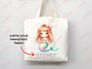 Personalized Name Tote Bag Library Bag Kindergarten Mermaid Gift Custom Name Tote Bag Custom Tote Customized Name Gift For Kids School Bag