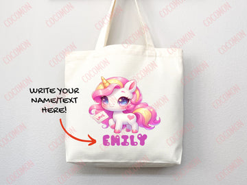 Personalized Name Tote Bag Unicorn Gift Custom Name Tote Bag Custom Tote Library Bag Custom Name Gift For Her Kids Bag School Bag For Kids