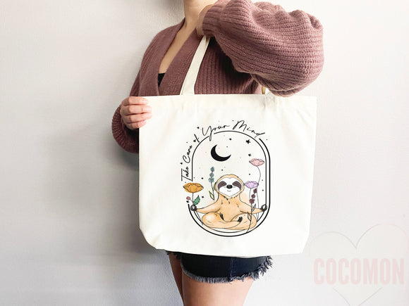 Sloth Canvas Tote Bag Funny Sloth Lover Gift Tote Bag Everyday Tote Eco Friendly Aesthetic Tote Shopper Reusable Grocery Bag Cute Bag Animal
