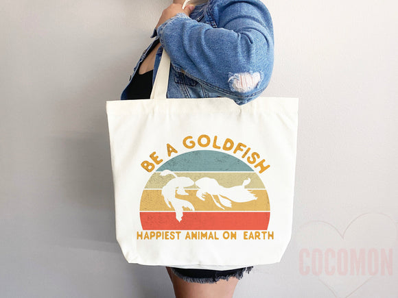 Goldfish Canvas Tote Bag Goldfish Lover Gift Tote Bag Everyday Tote Eco Friendly Aesthetic Tote Shopper Reusable Grocery Bag Cute Bag Animal