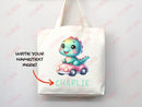 Personalized Name Tote Bag Dinosaur Gift Custom Name Tote Bag Custom Tote Shopper Customized Name Back to school Kid Bag School Bag For Kids