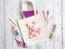 Personalized Name Teddy Bear Tote Bag Gift Daycare Diaper Bag Custom Name Tote Customized Name Back to School Bag for Kids Bag Kindergarten