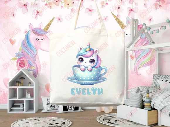 Personalized Name Tote Bag Unicorn Gift Custom Name Tote Bag Custom Tote Library Bag Custom Name Gift For Her Kids Bag School Bag For Kids
