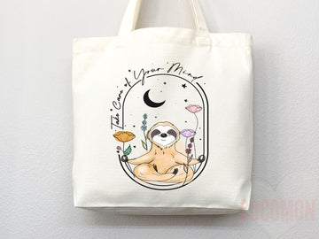Sloth Canvas Tote Bag Funny Sloth Lover Gift Tote Bag Everyday Tote Eco Friendly Aesthetic Tote Shopper Reusable Grocery Bag Cute Bag Animal