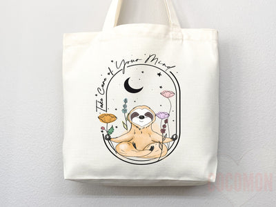 Sloth Canvas Tote Bag Funny Sloth Lover Gift Tote Bag Everyday Tote Eco Friendly Aesthetic Tote Shopper Reusable Grocery Bag Cute Bag Animal