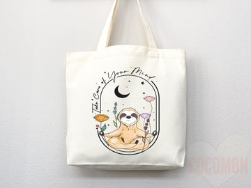 Sloth Canvas Tote Bag Funny Sloth Lover Gift Tote Bag Everyday Tote Eco Friendly Aesthetic Tote Shopper Reusable Grocery Bag Cute Bag Animal