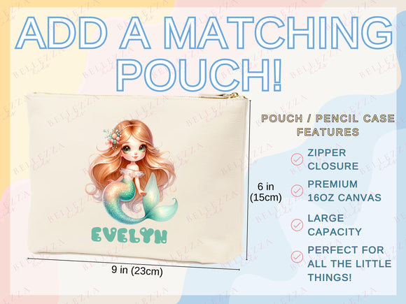 Mermaid Personalized Name Tote Bag Kids Mermaid Gift Daycare Diaper Bag Library Custom Name Tote Back to School Bag for Kids Kindergarten