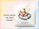Teddy Bear Personalized Name Tote Bag Kids Cute Gift Daycare Diaper Bag Library Custom Name Tote Back to School Bag for Kids Kindergarten