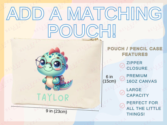 Dinosaur Personalized Name Tote Bag Kids Cute Gift Daycare Diaper Bag Library Custom Name Tote Back to School Bag for Kids Kindergarten