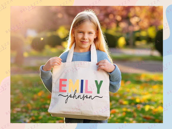 Personalized Name Tote Bag Custom Name Tote Bag Custom Tote Shopper Womens Bag Customized Name Gift For Her Kids Bag School Bag For Kids