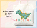 Dinosaur Personalized Name Tote Bag Kids Cute Gift Daycare Diaper Bag Library Custom Name Tote Back to School Bag for Kids Kindergarten