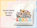 Customized Name Tote Bag Floral Tote Bag Personalized Name Bag Custom Name Tote Bag Custom Gift Bridesmaids Bag Gift Tote Shopper Women Bag