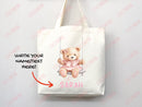 Personalized Name Teddy Bear Tote Bag Gift Daycare Diaper Bag Custom Name Tote Customized Name Back to School Bag for Kids Bag Kindergarten